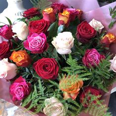 24 MIXED ROSE HAND TIED STUNNING